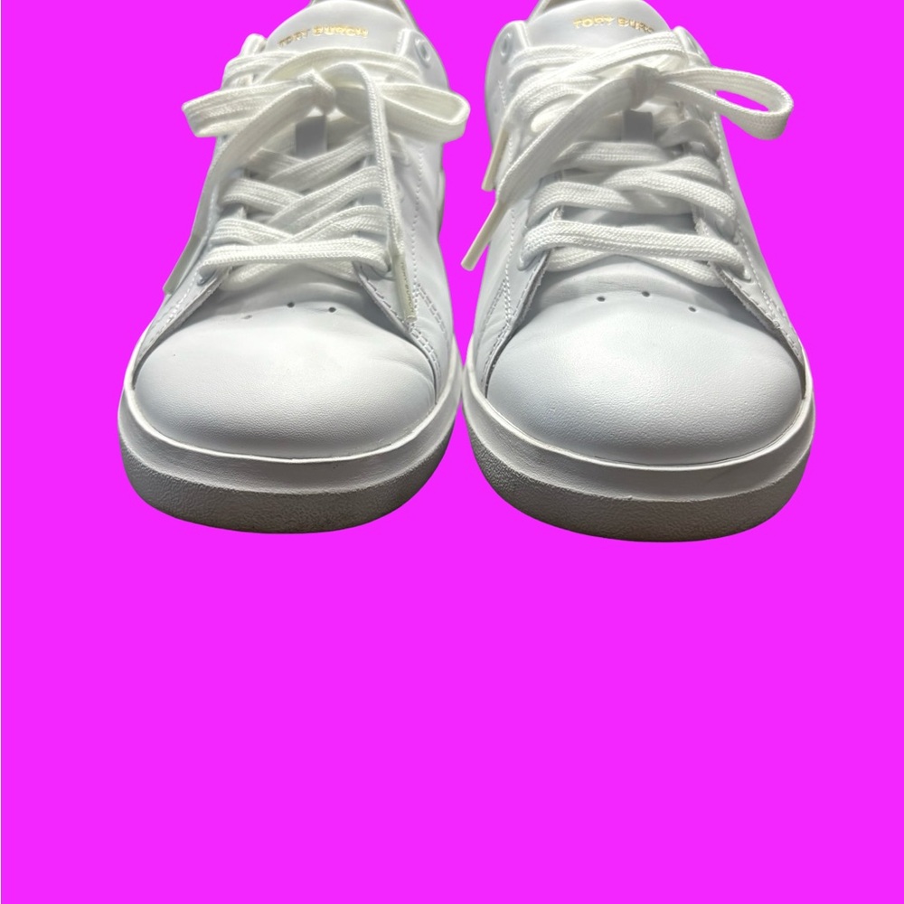 Tory Burch Classic White Lace-Up Sneakers - Picture 3 of 7